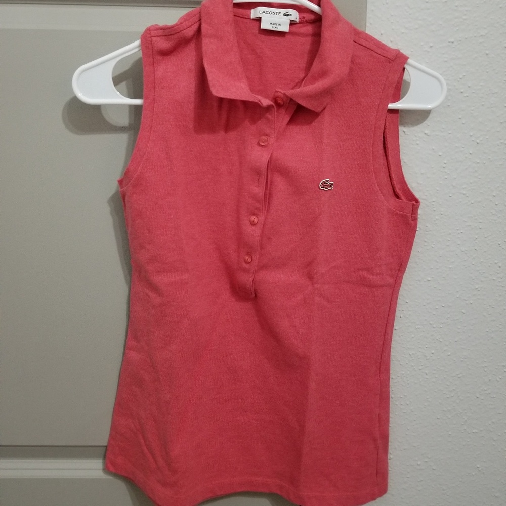 Salmon colored lacoste polo women